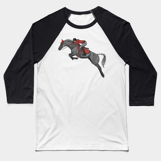 Dapple Grey and Red Show Jumping mare Baseball T-Shirt by themarementality